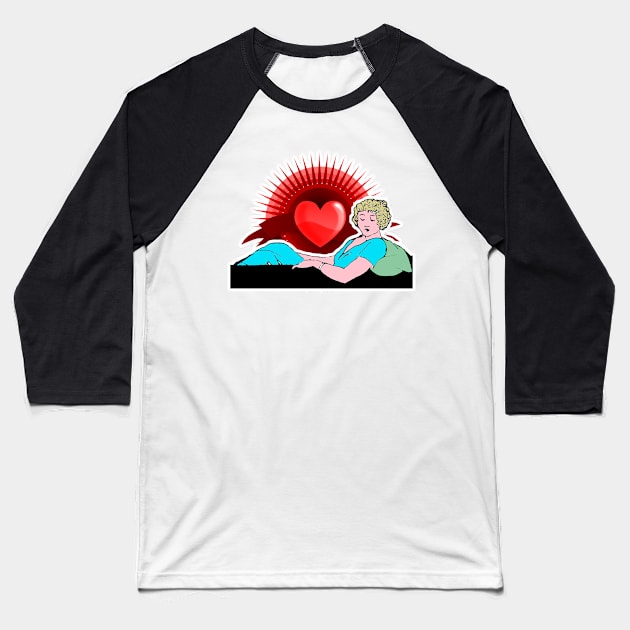 Romantic lying girl with passion heart Baseball T-Shirt by Marccelus